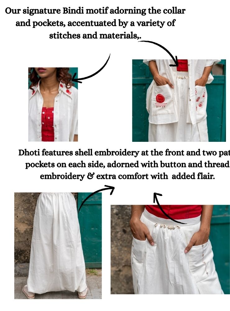 Set : Kaftan and Mul Dhoti - Shvet