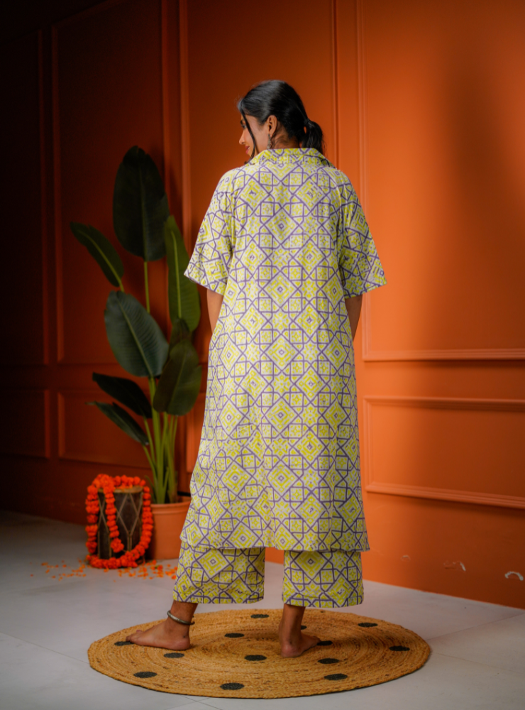Taal Veda Set - Printed Batik Kaftan & Pant