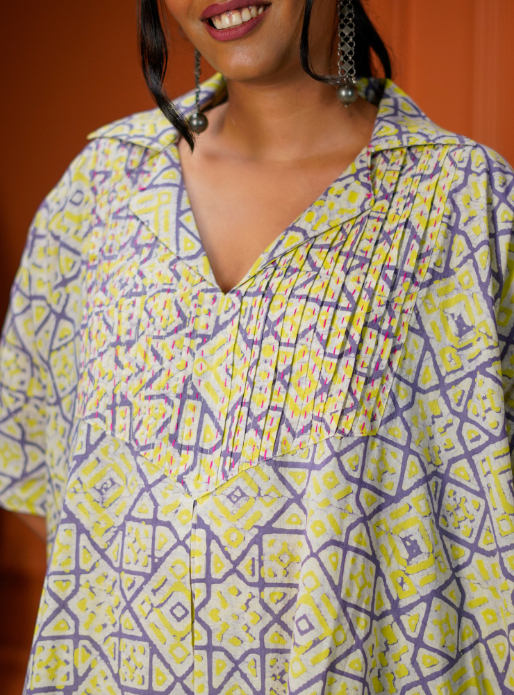Taal Veda Set - Printed Batik Kaftan & Pant
