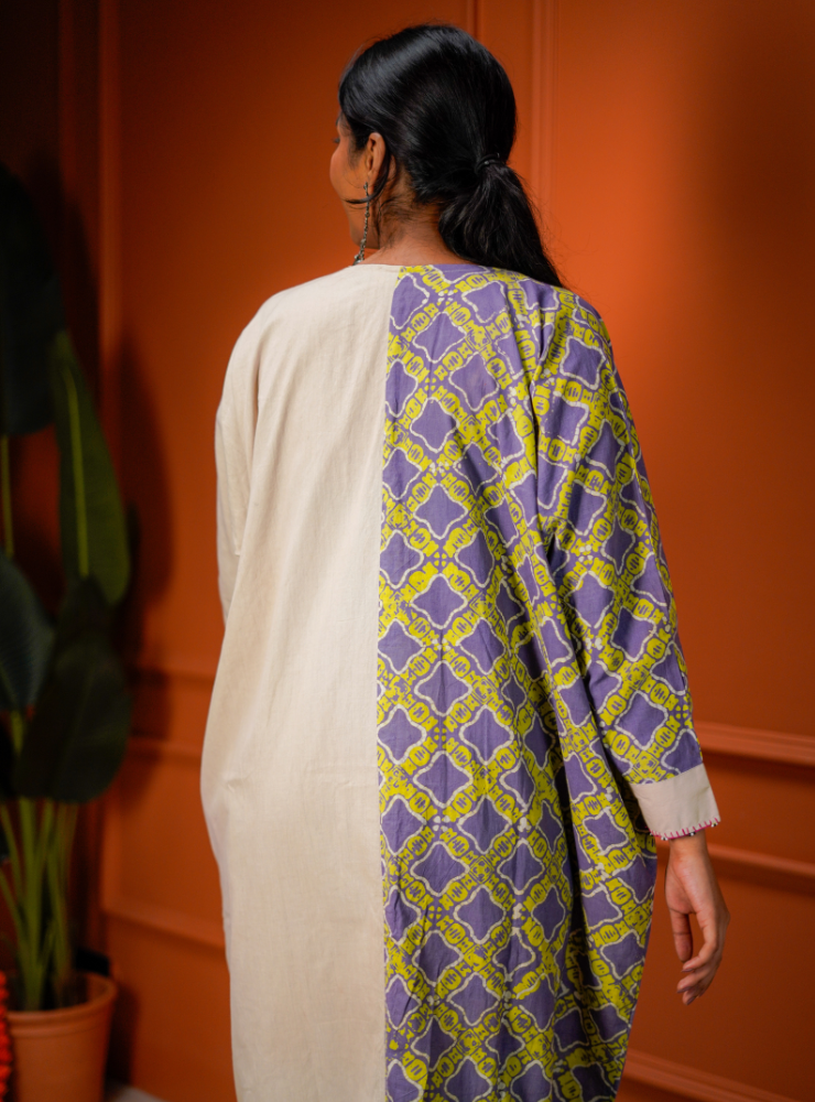 Half & Half Purple Beige Kaftan