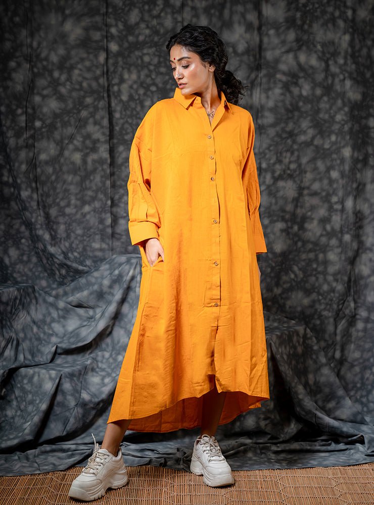 Mustard Shirt Dress Full Length - ROZAANA