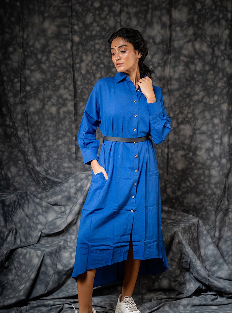 Indigo Shirt Dress Full Length - ROZAANA