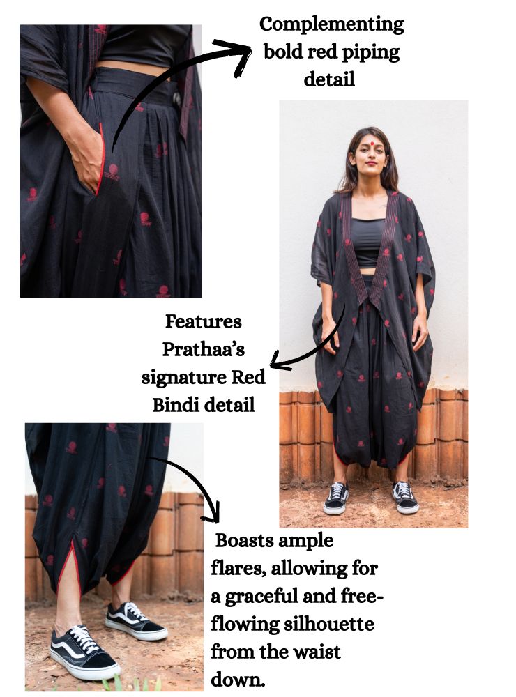 AASTEY : Black Jamdani Dhoti - Prathaa - weaving traditions