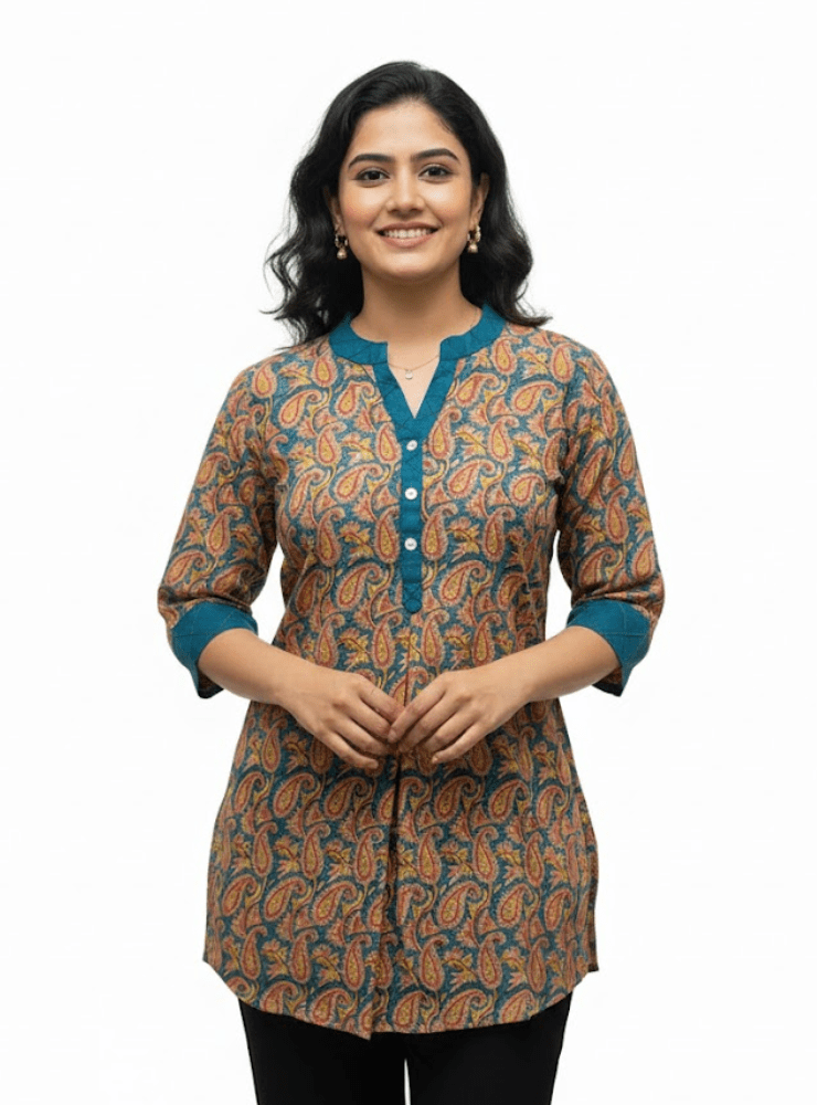 Block Printed long top - Prathaa - weaving traditions
