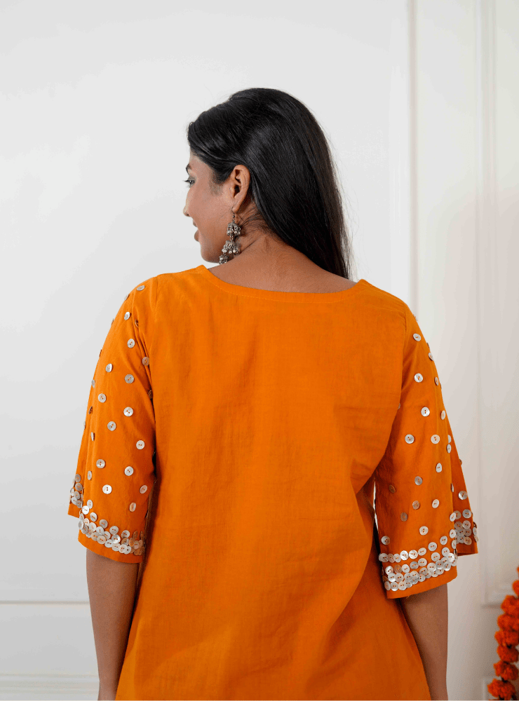 Burnt Orange Tunic - Prathaa - weaving traditions