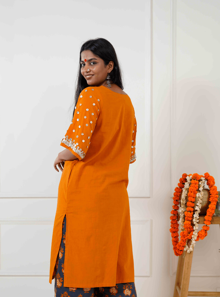 Burnt Orange Tunic - Prathaa - weaving traditions