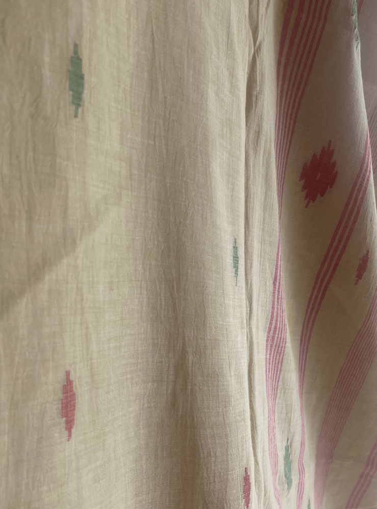 Cream Jamdani Saree - Prathaa - weaving traditions