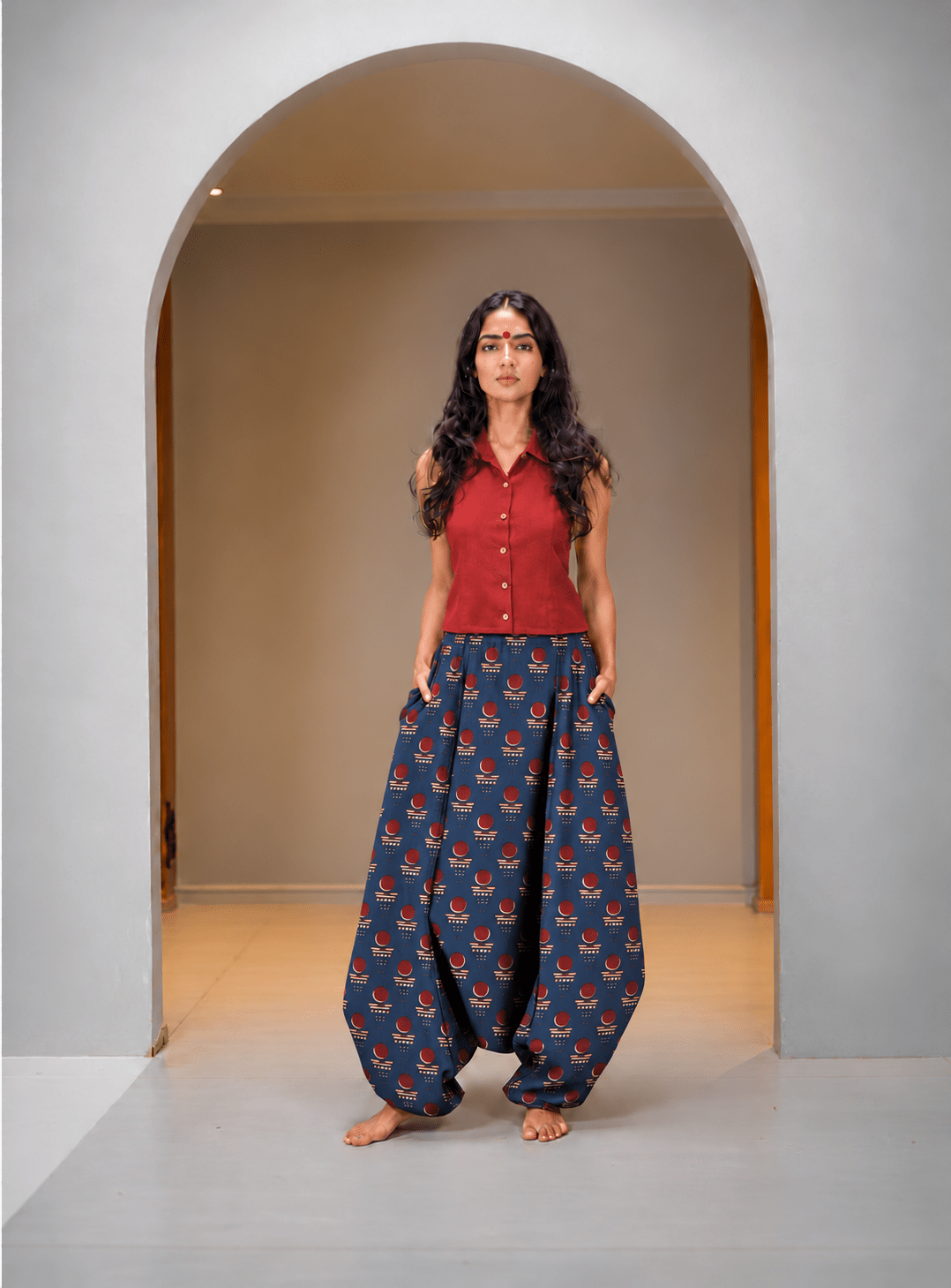 Indigo Bindi Harem - Prathaa-weaving traditions