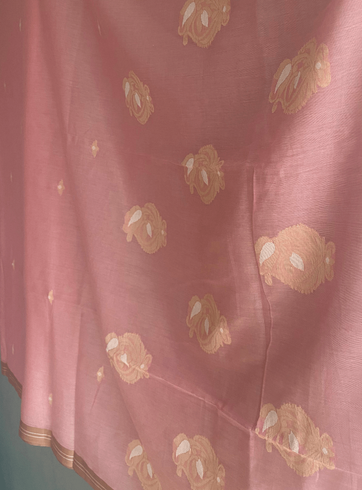 Light Pink Jamdani Saree - Prathaa - weaving traditions