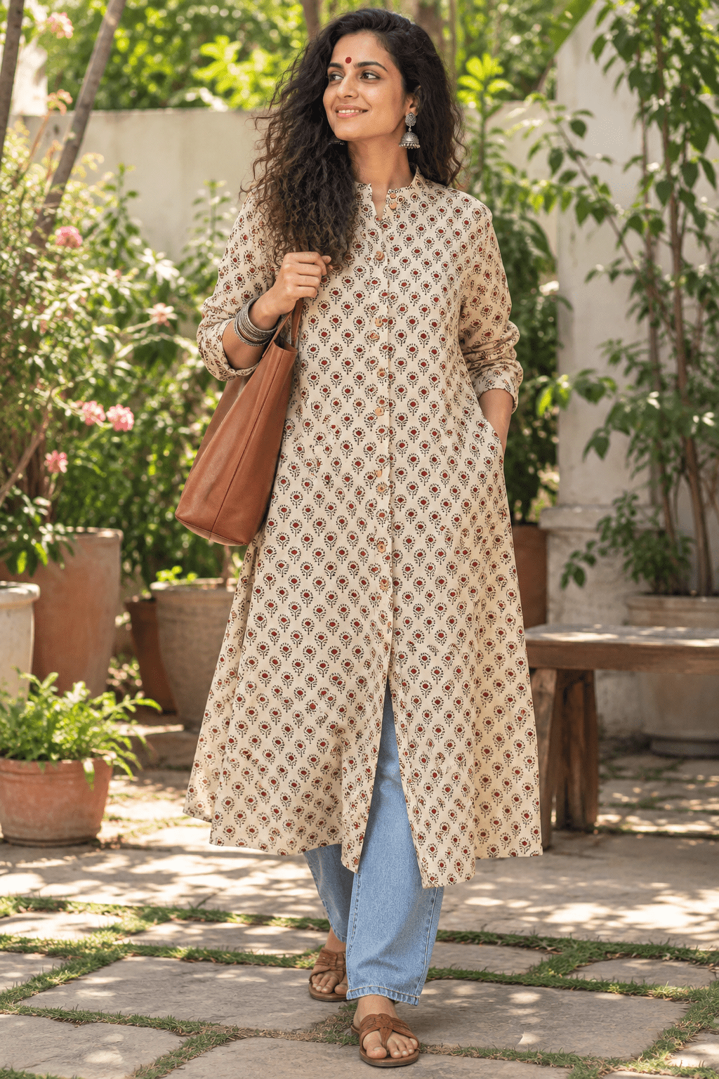 Matti Block printed loose fit tunic - Prathaa-weaving traditions