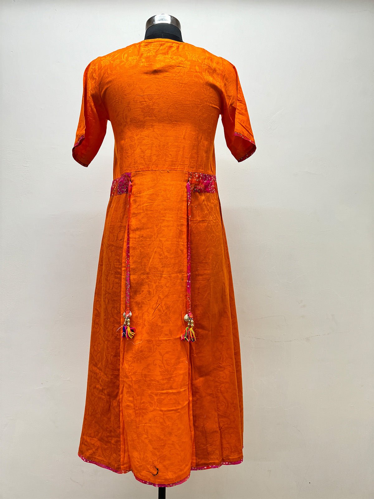 Orange Tunic with drawstring - Prathaa - weaving traditions
