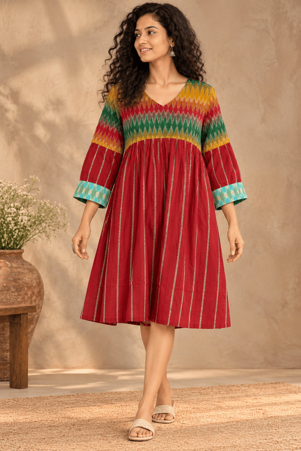 Rainbow tunic DRESS - Prathaa-weaving traditions