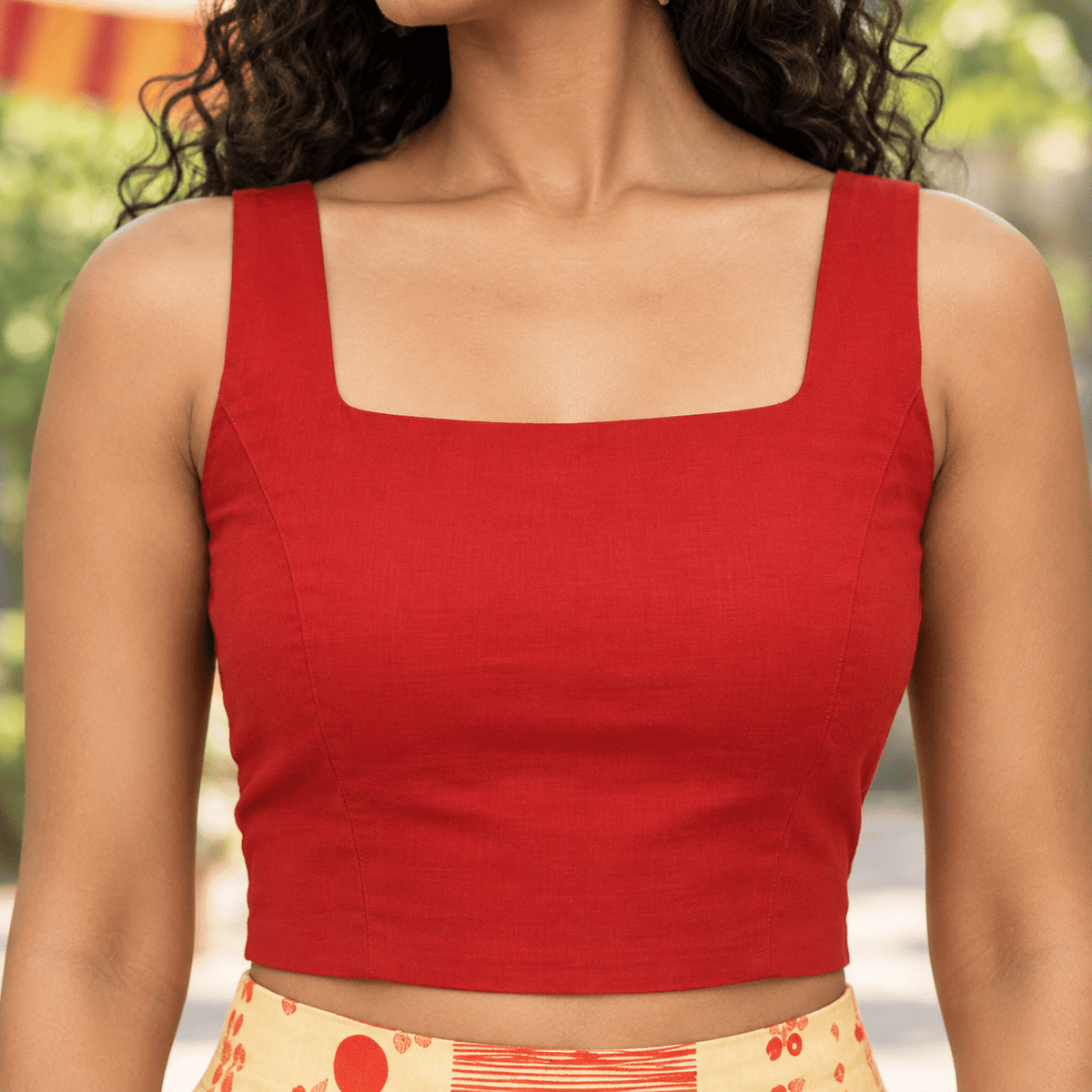 RED BLOOM TOP - Prathaa-weaving traditions