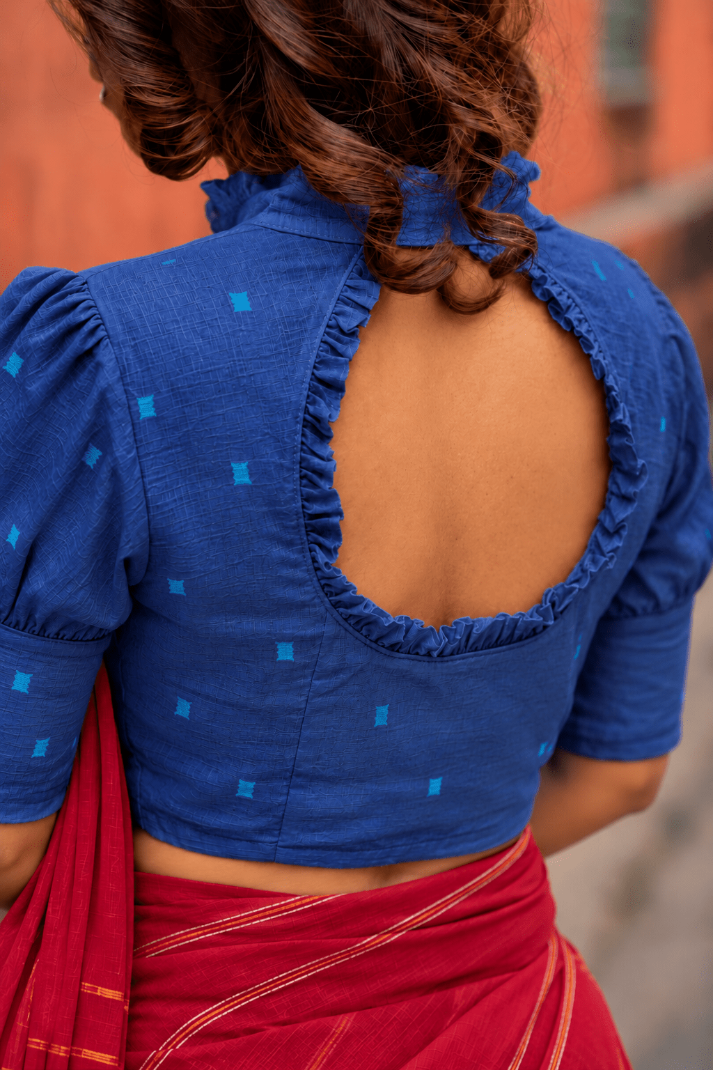 Sapphire Ruffle Blouse - Prathaa-weaving traditions