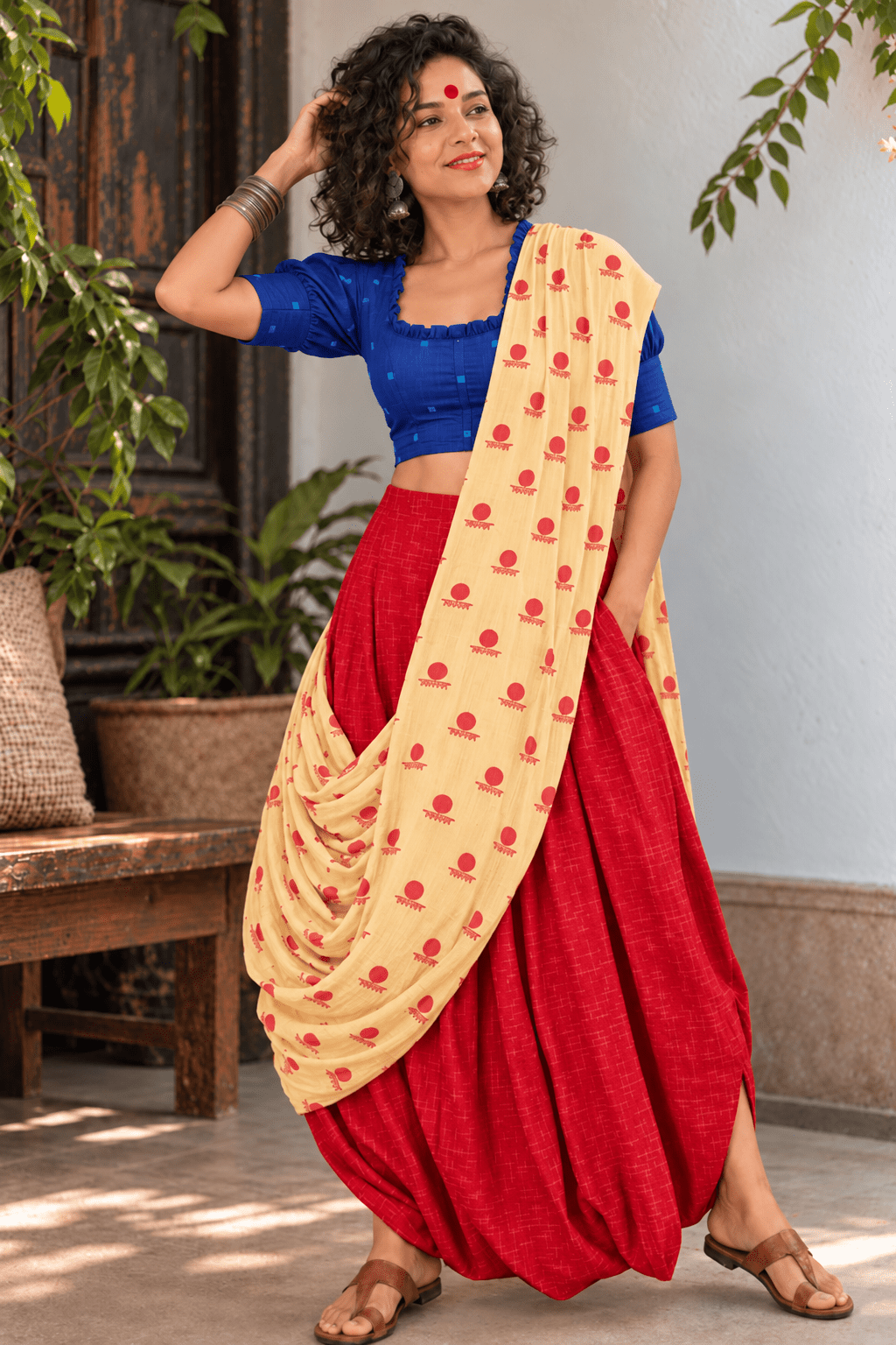 Sapphire Ruffle Blouse - Prathaa-weaving traditions