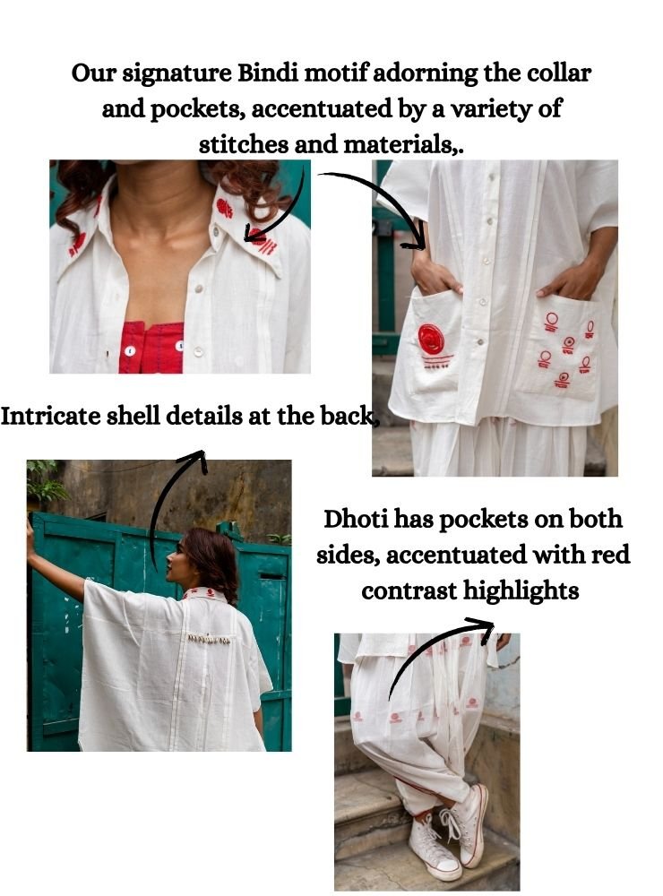 Set : Kaftan and Jamdani Dhoti - Shvet - Prathaa - weaving traditions