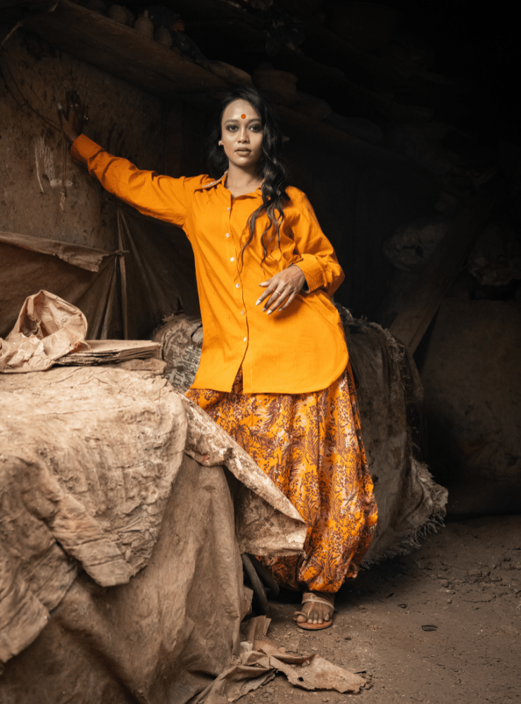 Taal Dhara Set - Shirt & Printed Harem Pant - Prathaa - weaving traditions
