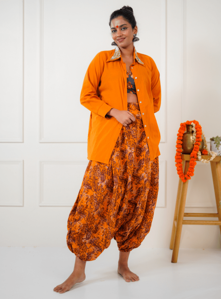 Taal Dhara Set - Shirt & Printed Harem Pant - Prathaa - weaving traditions