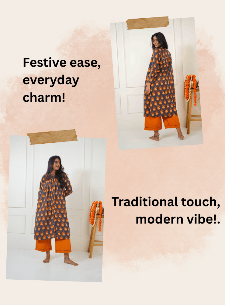 Taal Kosha Set - Batik Printed Tunic & Straight Pants - Prathaa - weaving traditions