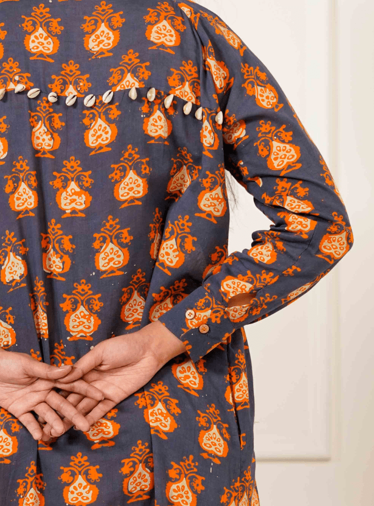 Taal Kosha Set - Batik Printed Tunic & Straight Pants - Prathaa - weaving traditions