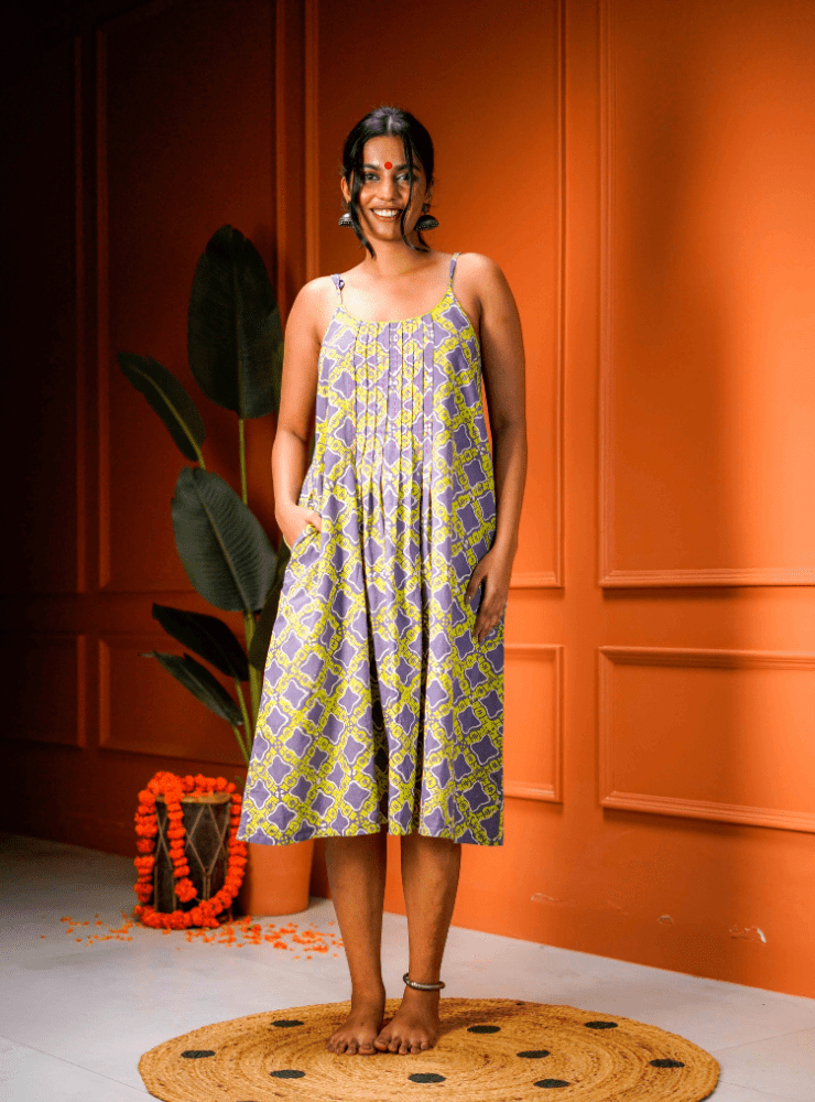 Taal Raga Set - Printed Dress & Jacket - Prathaa - weaving traditions