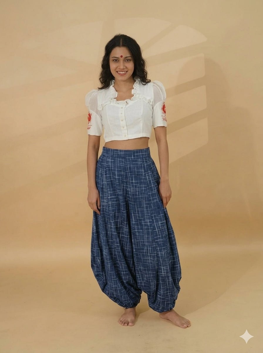 The INDIGO GRID HAREM - Prathaa-weaving traditions