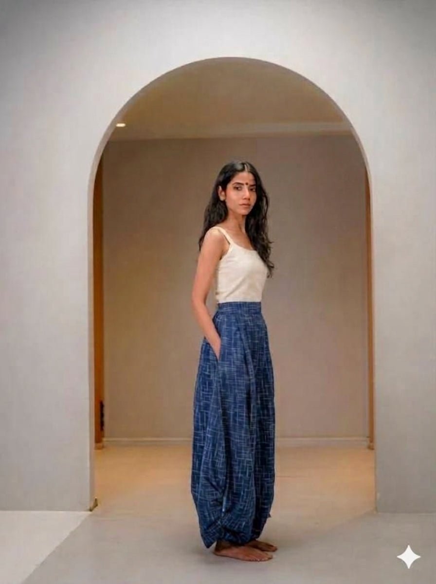 The INDIGO GRID HAREM - Prathaa-weaving traditions