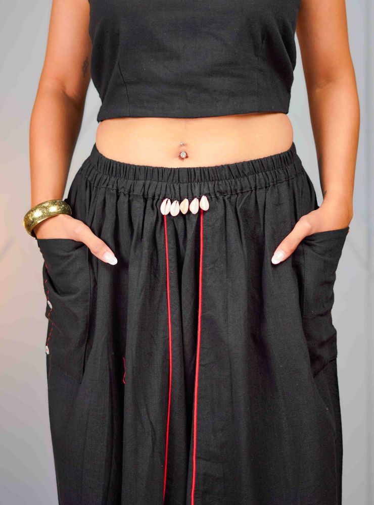 Veer – Black Drop Crotch Pant - Prathaa - weaving traditions