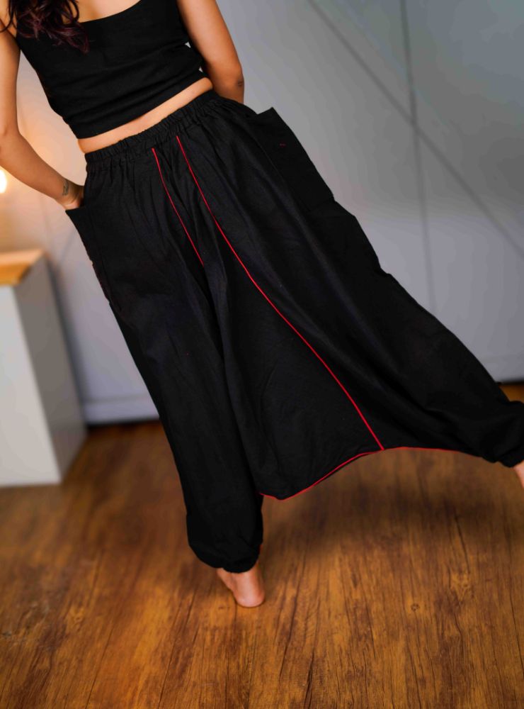Veer – Black Drop Crotch Pant - Prathaa - weaving traditions