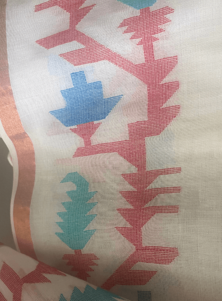 White Jamdani Saree - Prathaa - weaving traditions