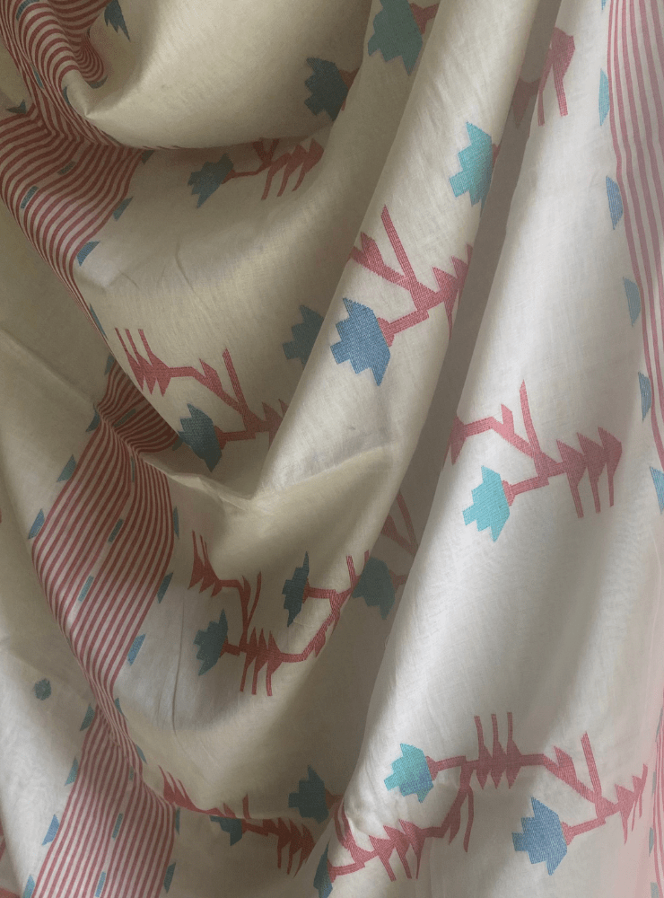 White Jamdani Saree - Prathaa - weaving traditions