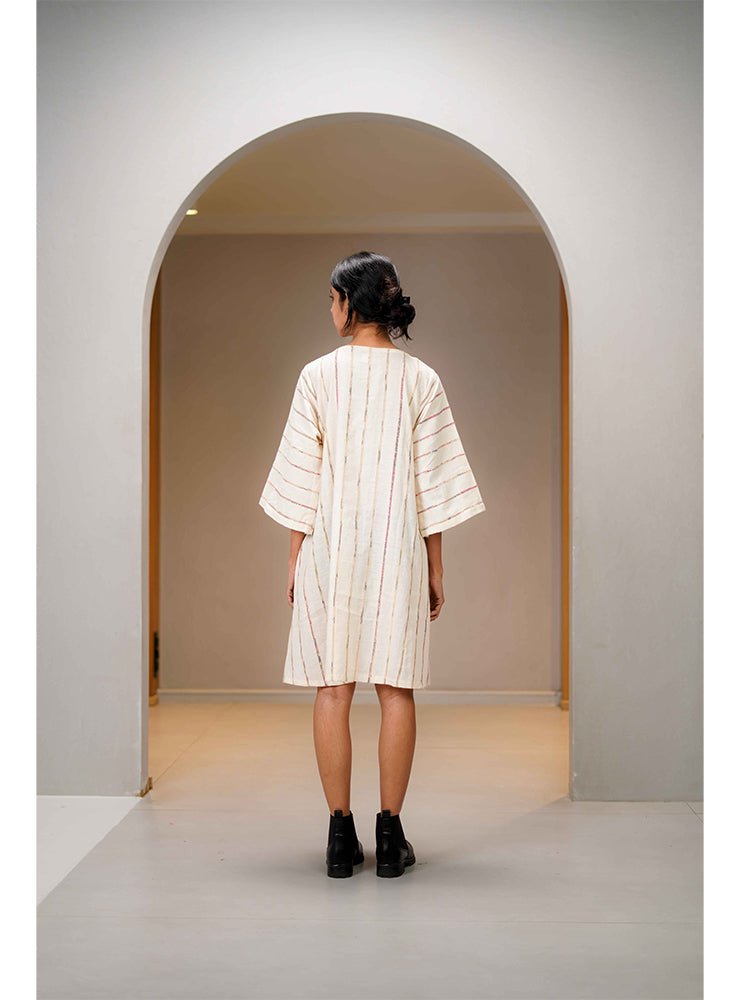 White Khesh Shift Dress - Prathaa - weaving traditions