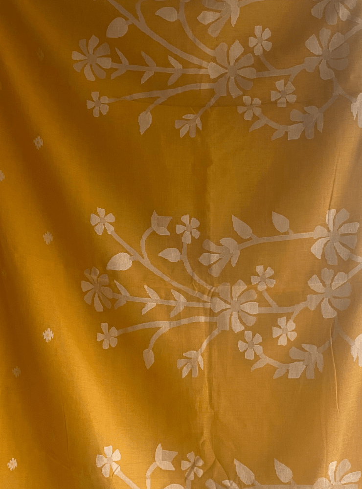 Yellow Jamdani Saree - Prathaa - weaving traditions