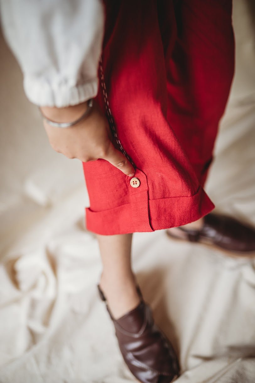 Shvet Kids- Jamdani white shirt and red pants set Twinning Dress