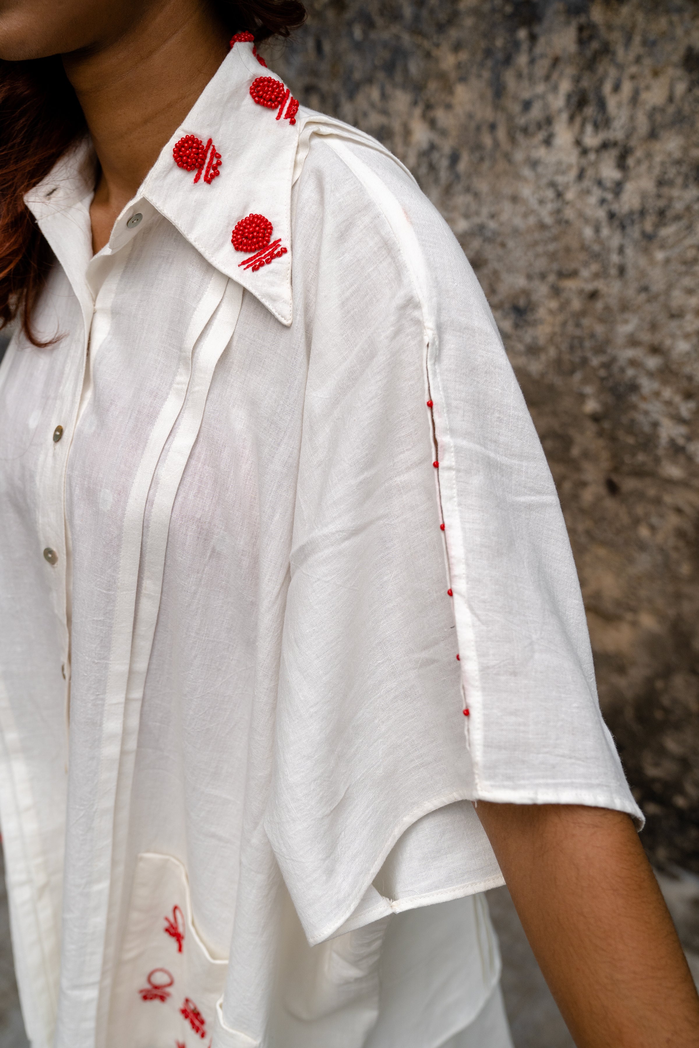 SHVET- KAFTAN JAMDANI Handloom White DHOTI SET