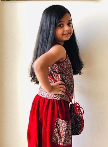 Ajrakh Kids Spaghetti Top - Prathaa - weaving traditions