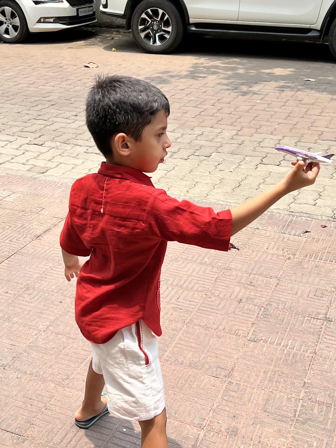 Shvet Kids- Red Shirt & White Shorts set