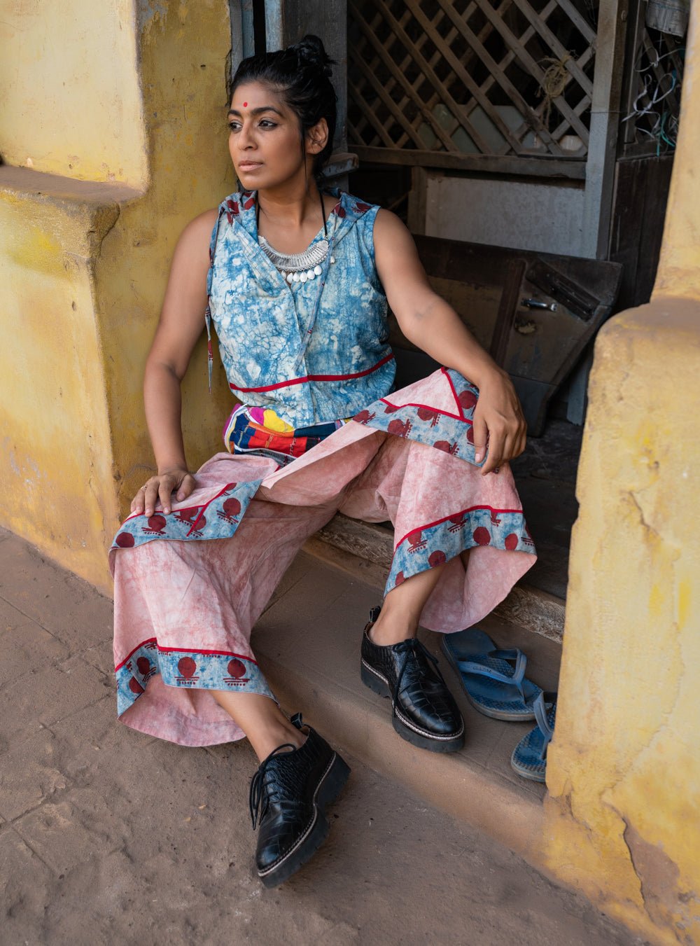 Bawra:- Layered Pants in Pink Puthai - Prathaa - weaving traditions