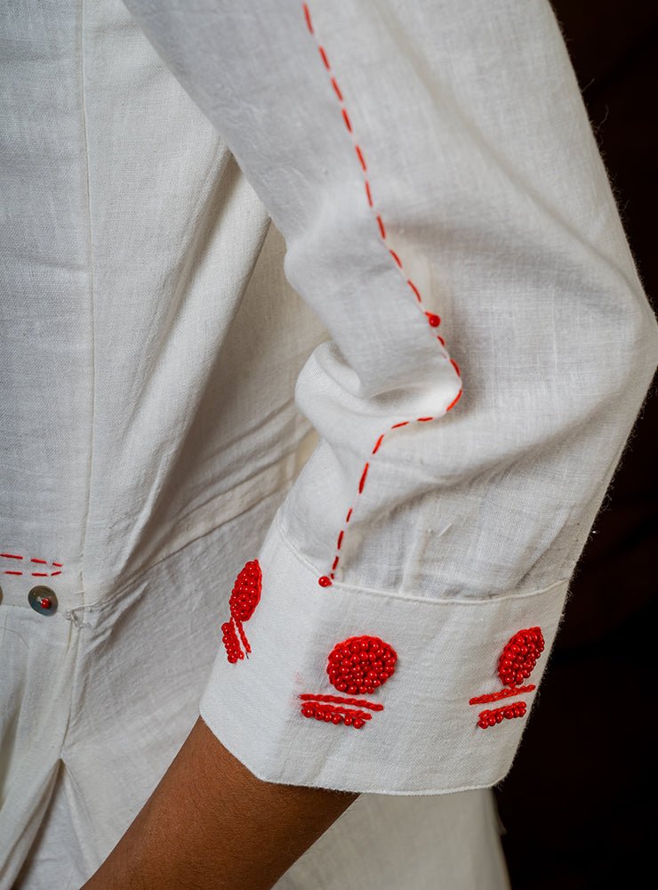 SHVET- WHITE COTTON MIDI DRESS | Prathaa