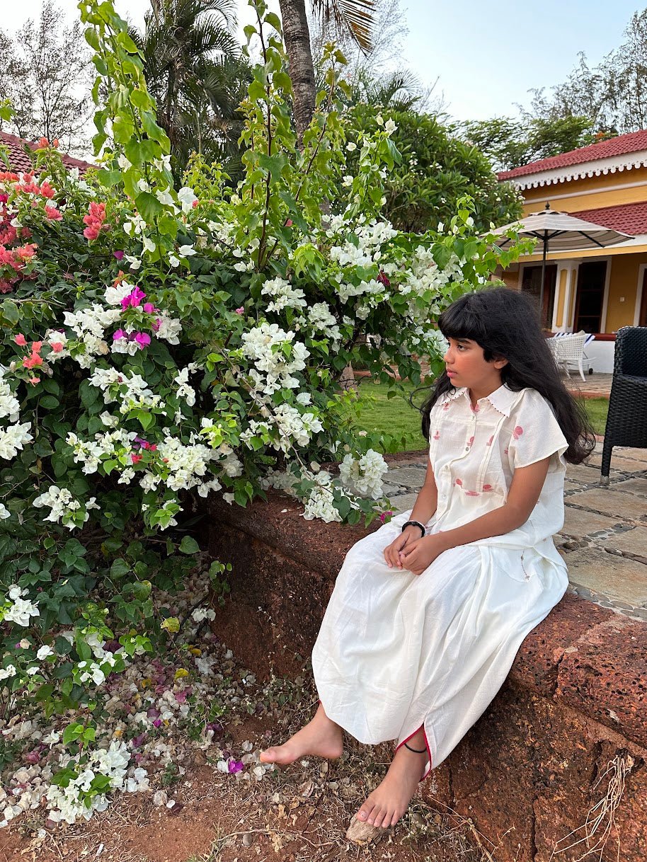 Shvet Kid- Kaftan Dhoti set - Prathaa - weaving traditions