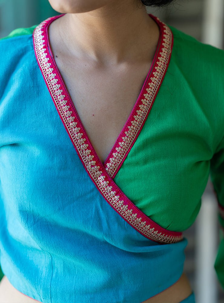 wrap over crop top handloom blouse online | Prathaa | Handloom & Sustainable Clothing