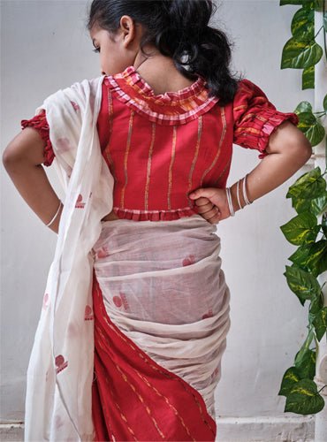 Kids Handloom Cotton Skirt Saree - Prathaa - weaving traditions