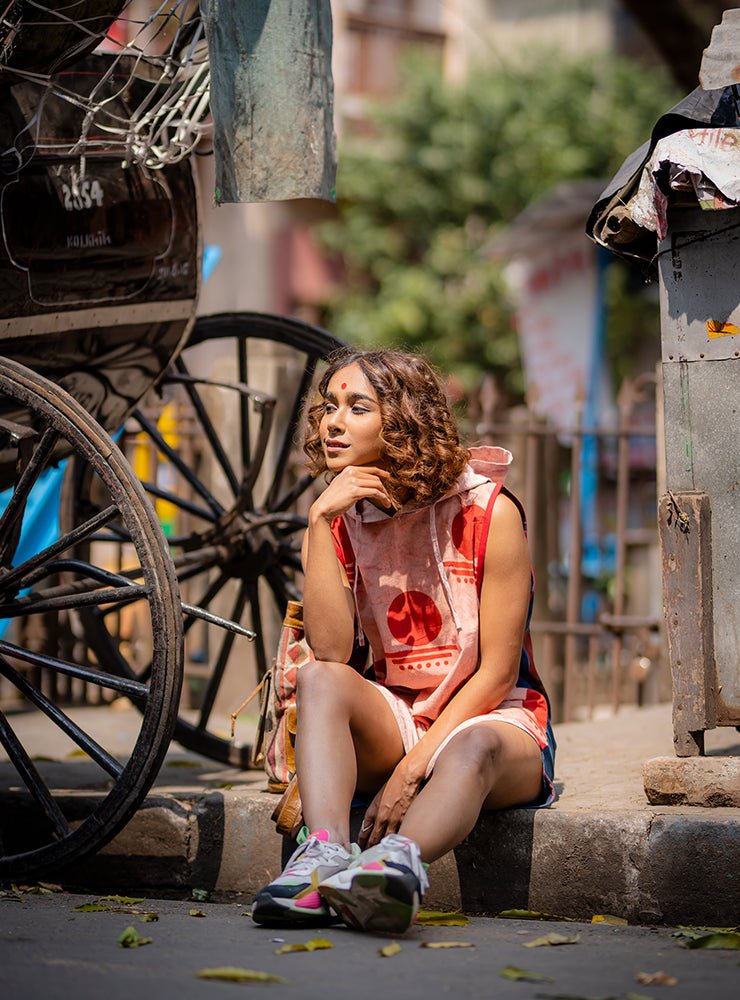 Bindi Pink & indigo Batik Drop Armhole Tunic- PRATHAA