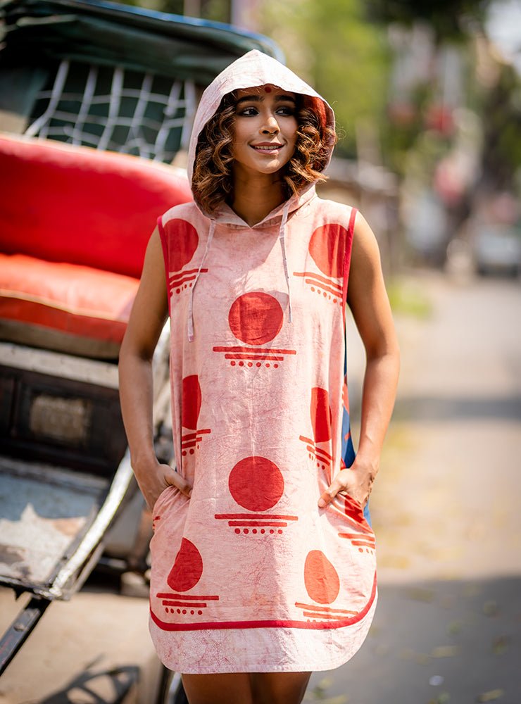 Bindi Pink & indigo Batik Drop Armhole Tunic- PRATHAA