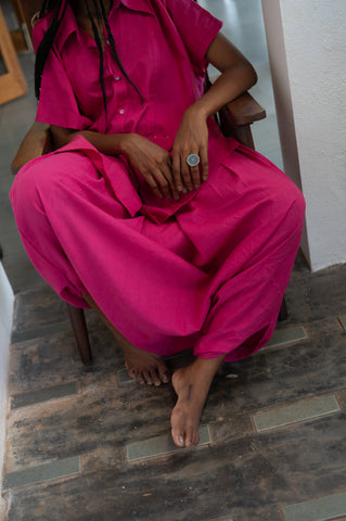 Set:Pink Mul Kaftan Dhoti - Prathaa - weaving traditions