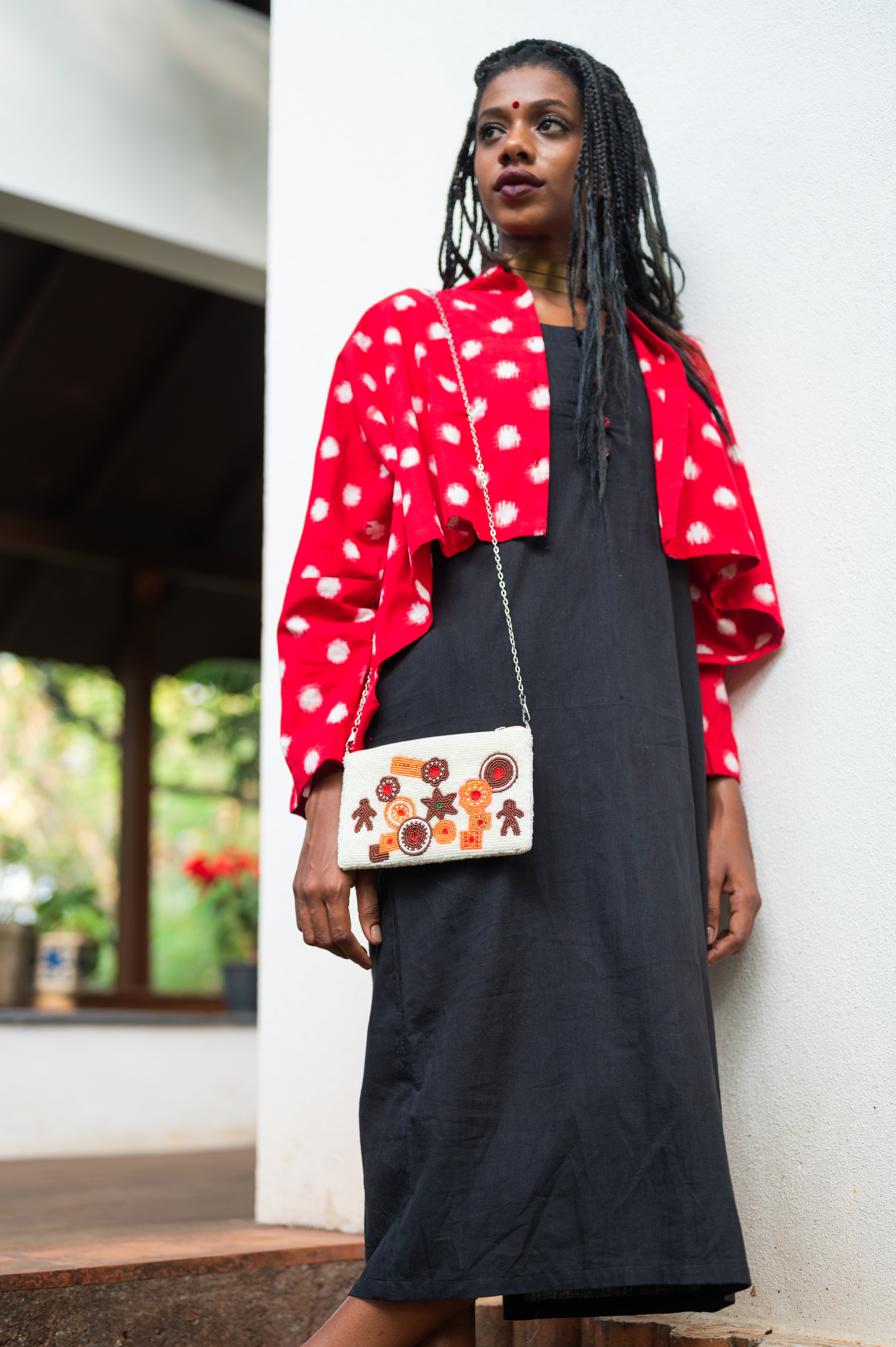 Black Dress with Ikat Jacket - Prathaa - weaving traditions