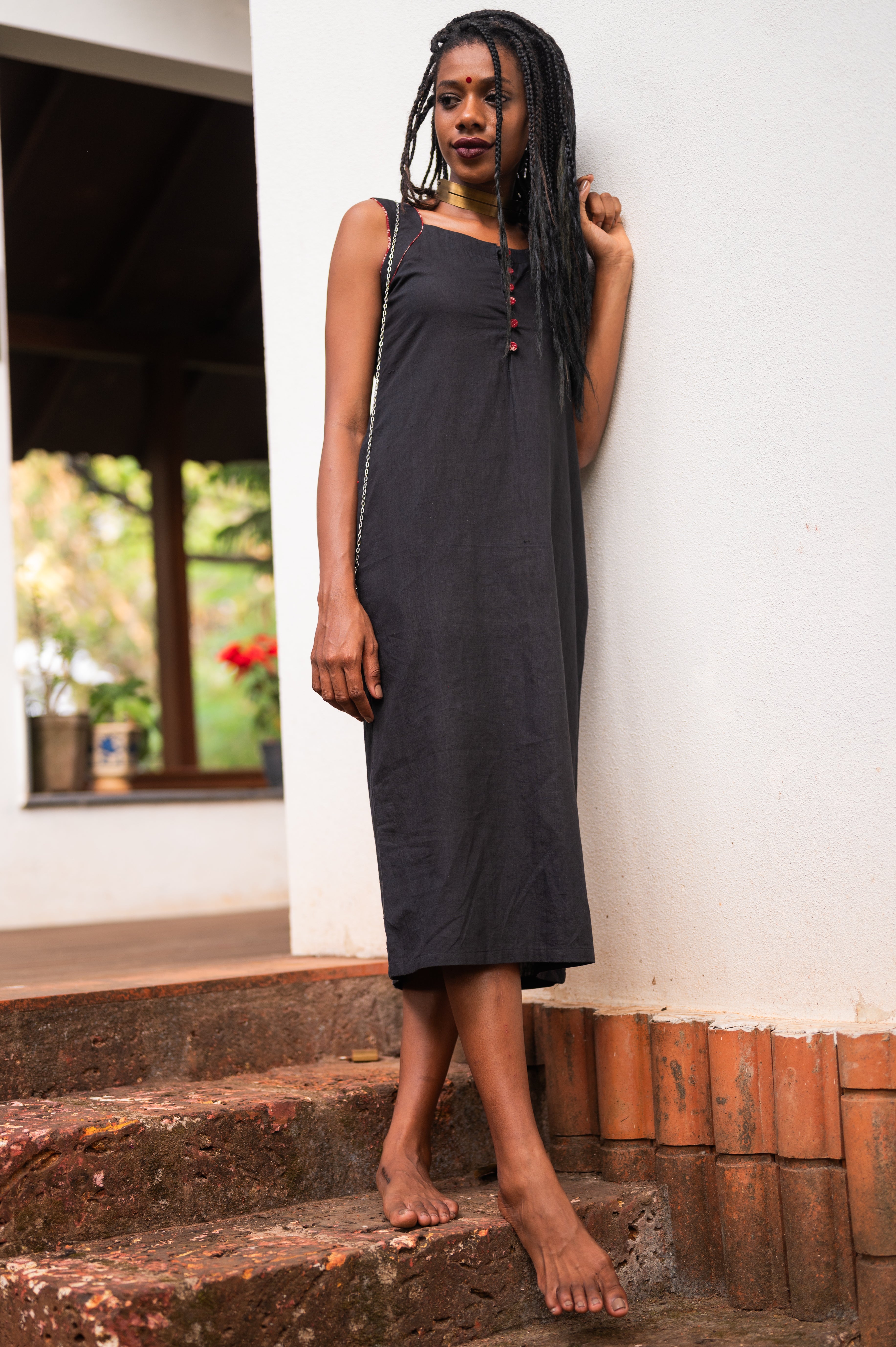 Black Cotton Dress - Prathaa - weaving traditions