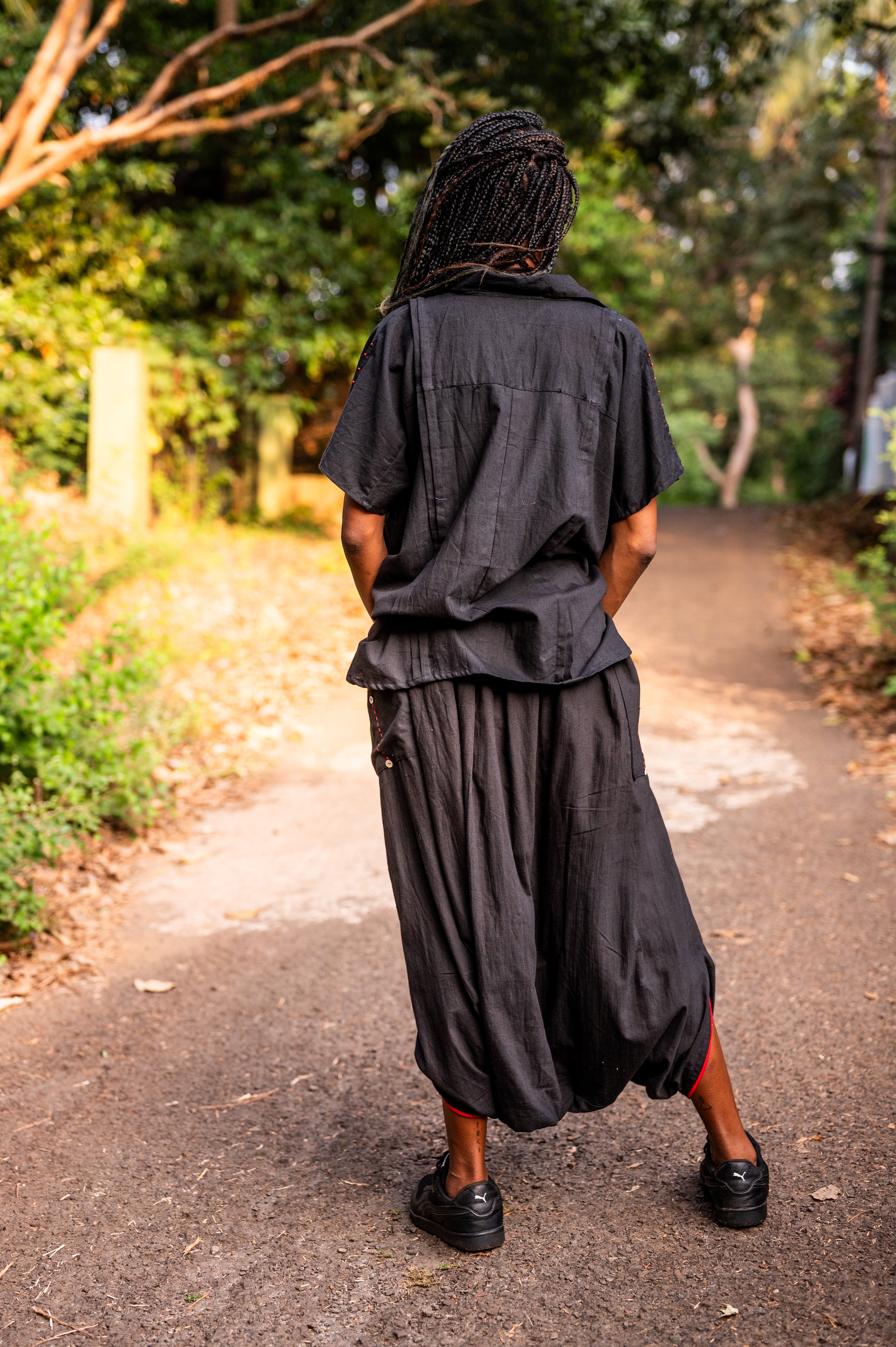 Set-Black Mul Kaftan Dhoti - Prathaa - weaving traditions