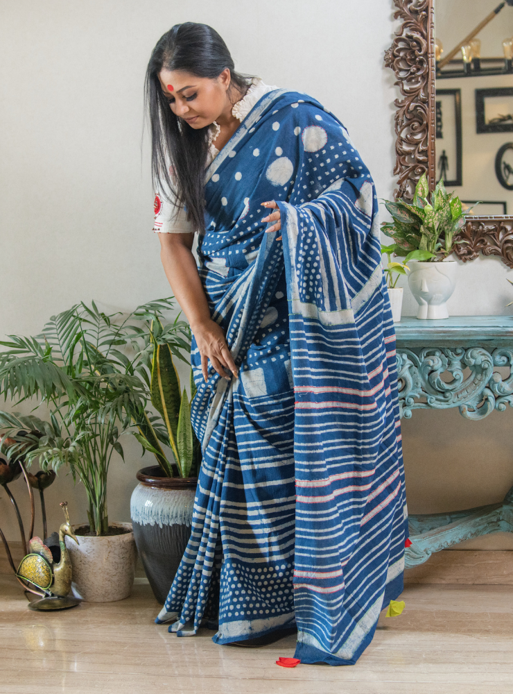 Neelanjali Saree | Hand Block Print Handloom Cotton Saree
