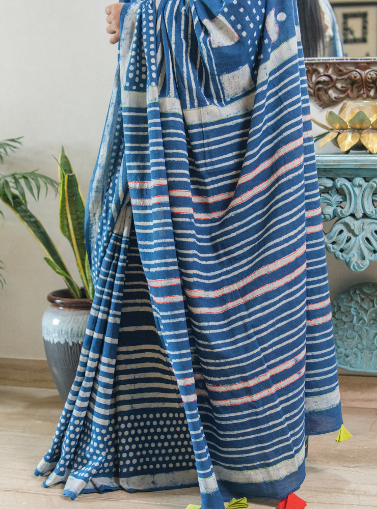 Neelanjali Saree | Hand Block Print Handloom Cotton Saree